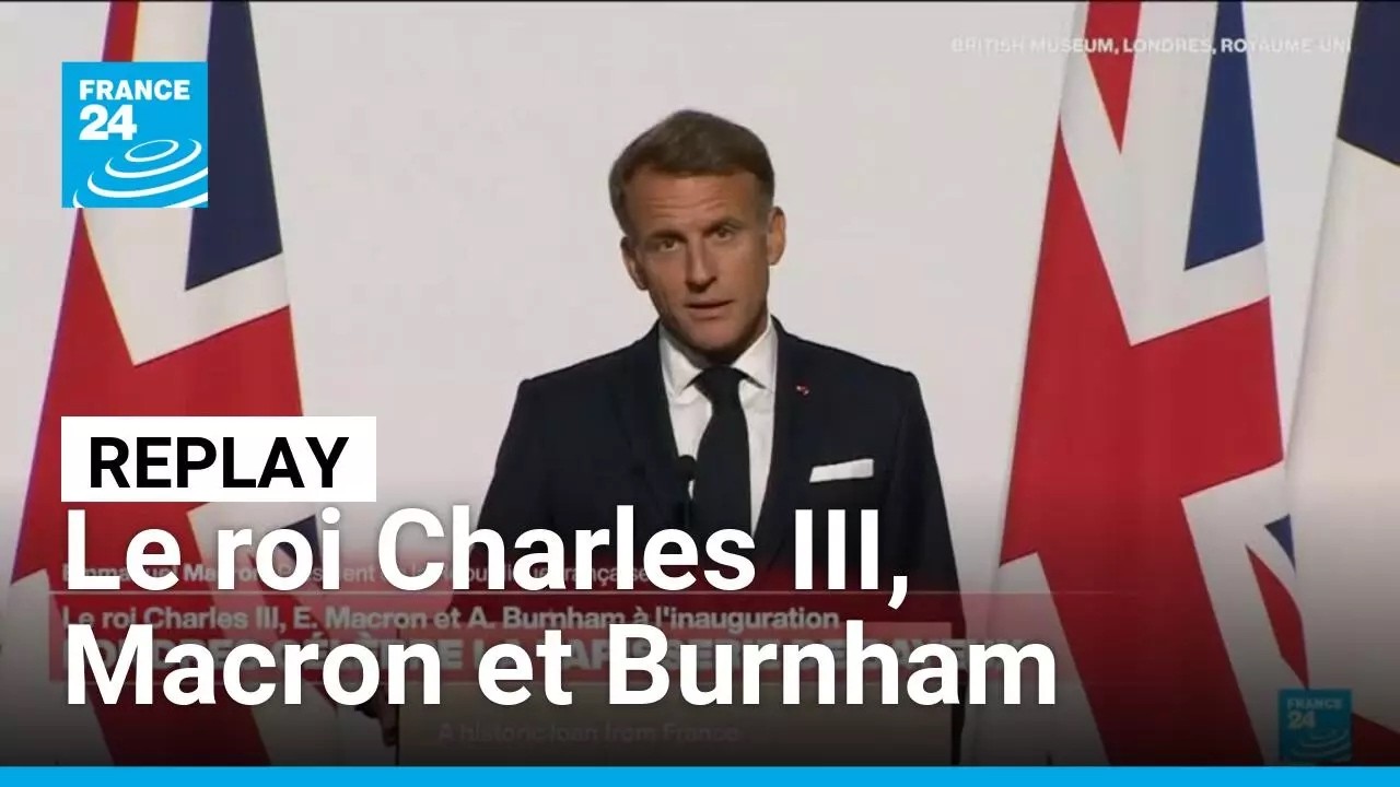 Replay - Le roi Charles III, E. Macron et A. Burnham inaugurent la tapisserie de Bayeux