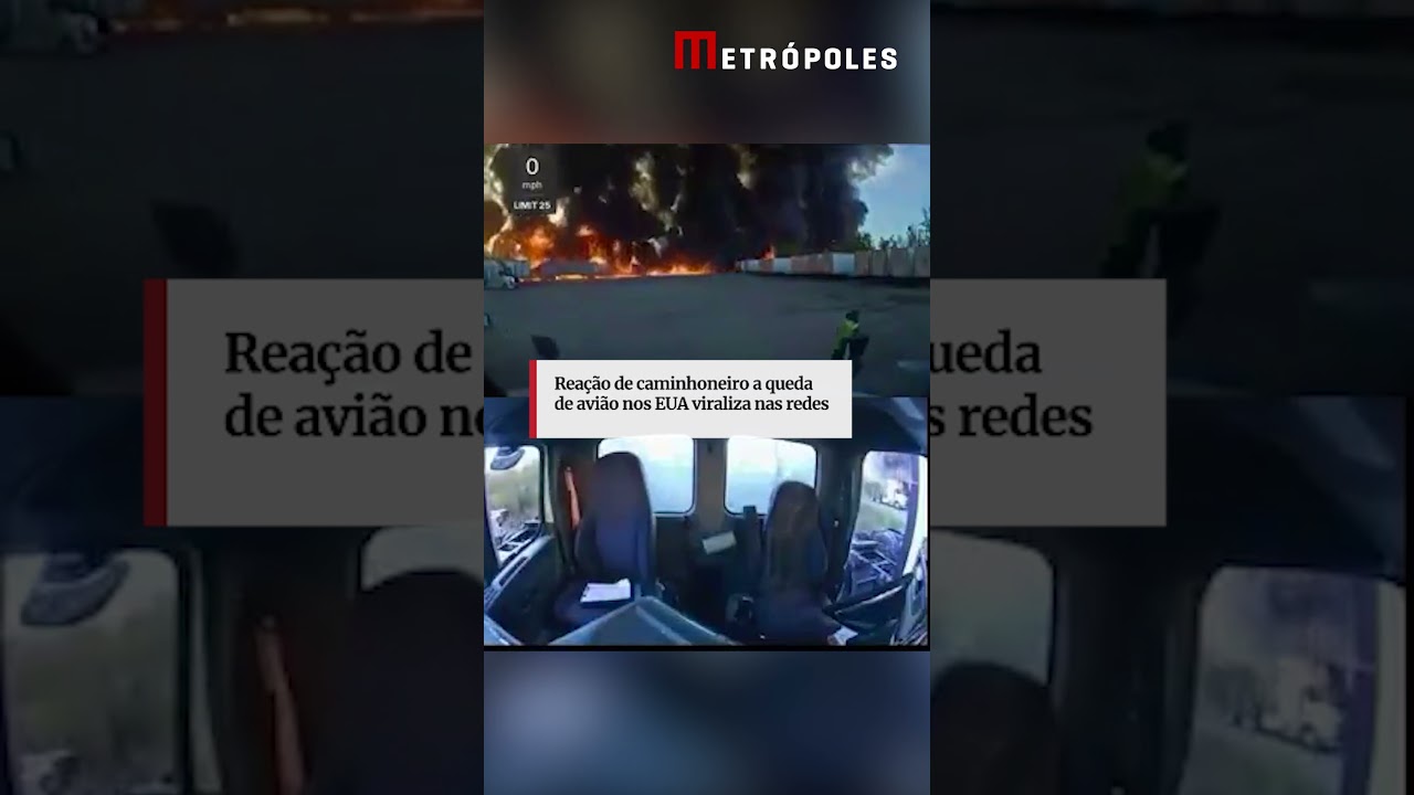 Reação de caminhoneiro a queda de avião nos EUA viraliza nas redes