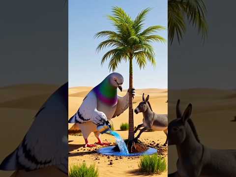 the pigeon and donkey plant tree 🌴 coconut#ai#ai video#shorts#yt#yt shorts