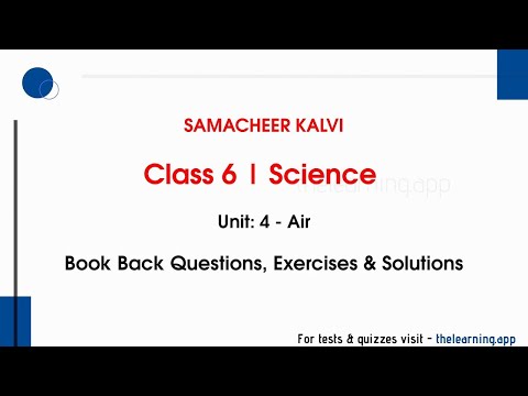 Air Book Back Answers | Unit 4  | Class 6 | Term 2 | Chemistry | Science | Samacheer Kalvi
