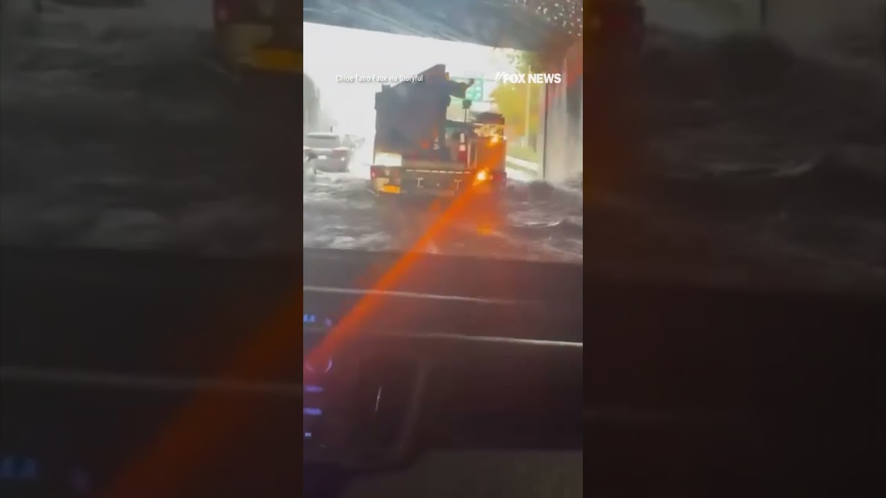 CITY UNDERWATER: Flash floods transform NY streets into rushing rivers #shorts #usa #weather #ny