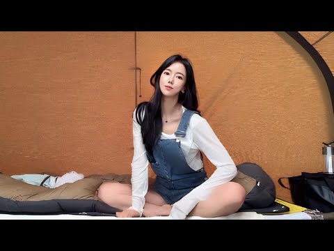 4k 비내섬 앞 솔로캠핑. 솔캠. 캠핑 브이로그. 타프는 어려워😕 돼지갈비, 카모난반소바🥢 충주 캠프 202 캠핑장