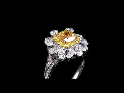 Cushion Cut Yellow Diamond Ring | Poyasjewellery