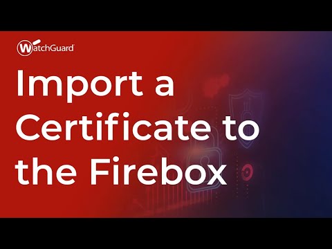 Tutorial: Import a Certificate to the Firebox