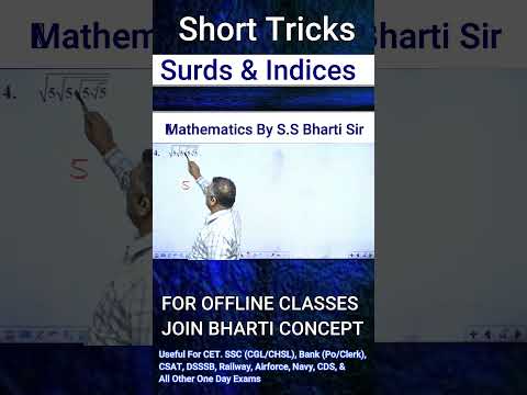 Surds & Indices /घातांक एवं करणीMathematics By S.S Bharti Sir #Shorts #maths #ssc #BANK #RAILWAY