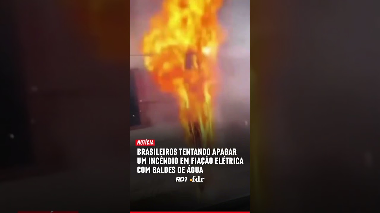 Vídeo de brasileiros tentando apagar um incêndio em fiação elétrica com baldes de água