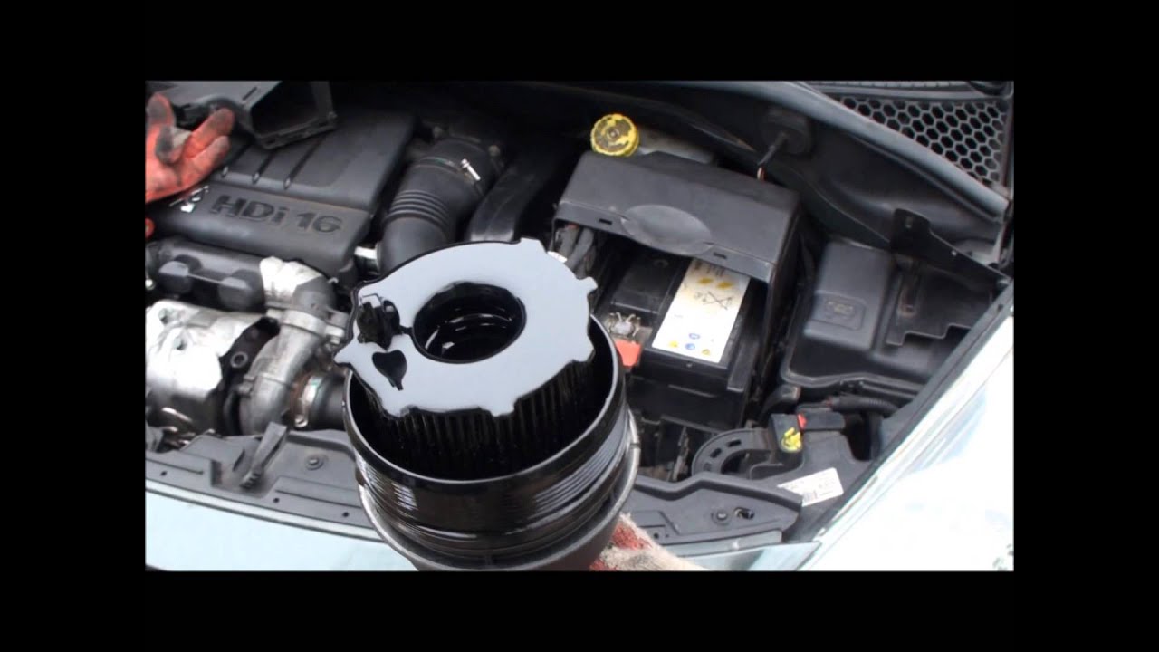 wymiana filtru oleju Peugeot 207 1,6 HDi How to change