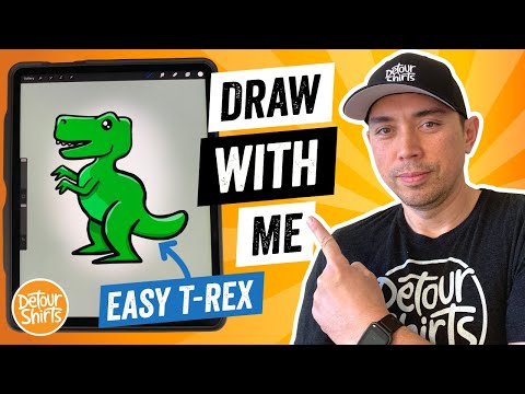 How to Draw A T-Rex Dinosaur Easy… Draw With Me using Procreate – Learn to Draw a Cartoon Dino.