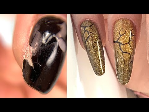 Almond Nails with Acrylic & Chameleon Gel Nail Art