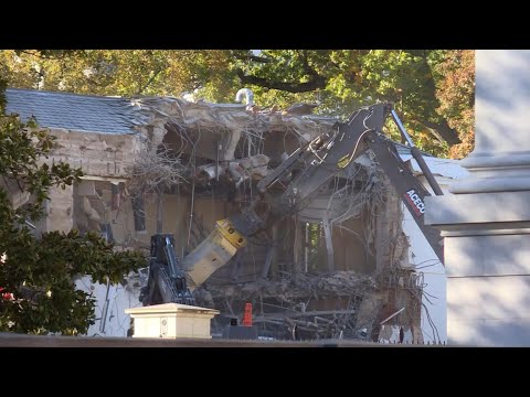Heavy machinery tears down section of the White House for Trump's new ballroom | AFP