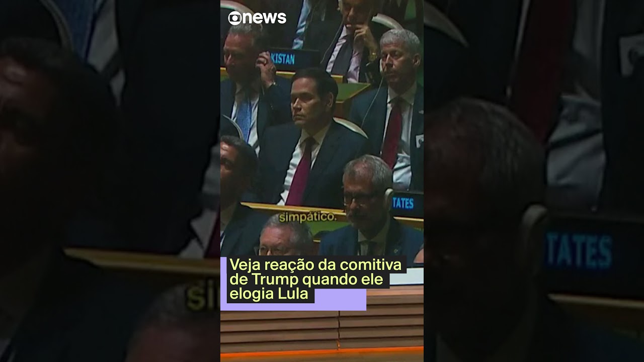 Veja a reação da comitiva de Trump quando ele elogia Lula na ONU