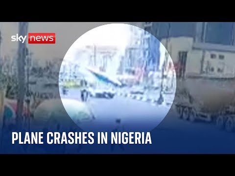 Nigeria: CCTV captures moment light plane crashes on road in Lagos injuring two people