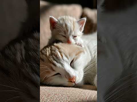 Kitten Snuggles Up to Mom Cat 🐱💞 | The Cutest Moment Ever