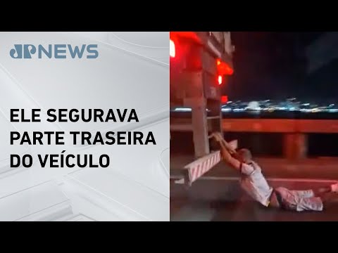 Homem é arrastado por caminhão na ponte Rio-Niterói