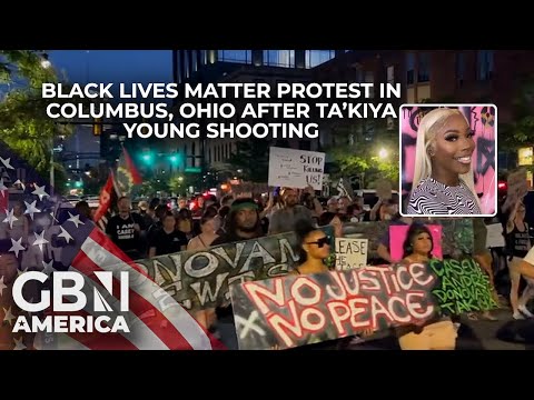 Black Lives Matter protest in Columbus Ohio after fatal shooting of Ta'kiya Young