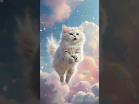 A cutest white Russian cat on the clouds #cooking #catshorts #cat #catlover#kidsflowAI