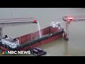 Video shows partial bridge collapse after ship collision in China