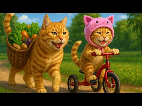 Mama Cat Trims Fur on the Farm and Makes Tiger 🐅 Hat For her kitten 