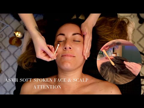 ASMR SPA Restful Face, Neck & ScalpTreatment for Stress / Gua Sha, Massage - Soft Spoken (Music)