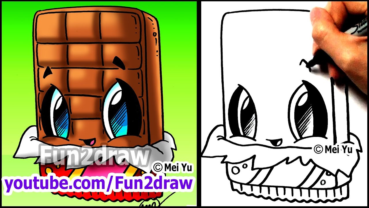 How To Draw Cute Cartoons Chocolate Bar Fun2draw Kawaii Food Youtube