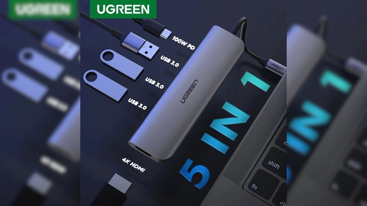 Pratinjau video produk UGREEN USB Hub Type C 5in1 USB Type C USB 3.0 4K HDMI PD 100W - CM136