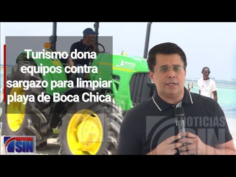 Ministerio de Turismo dona equipos contra sargazo para limpiar playa de Boca Chica