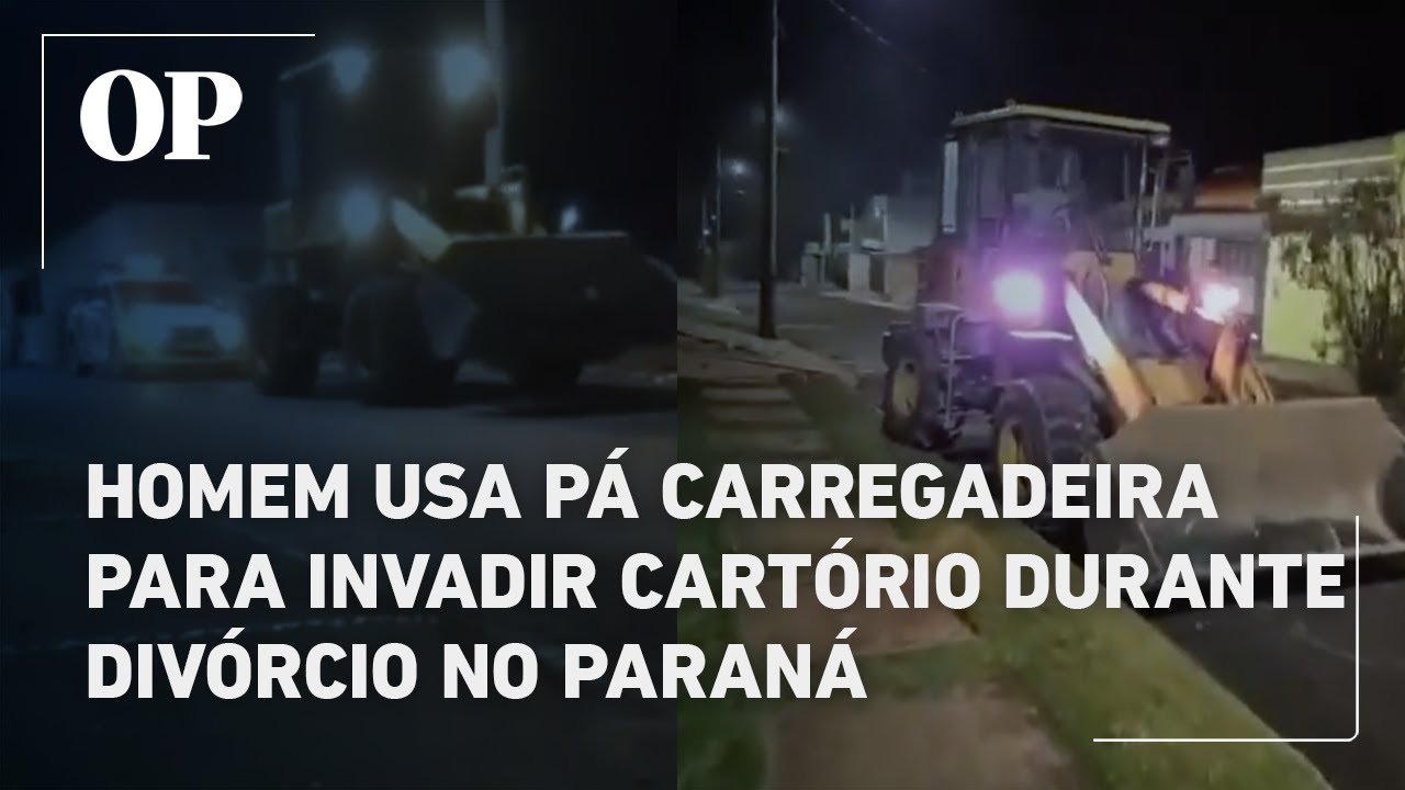 Homem usa pá carregadeira para invadir cartório durante divórcio no Paraná