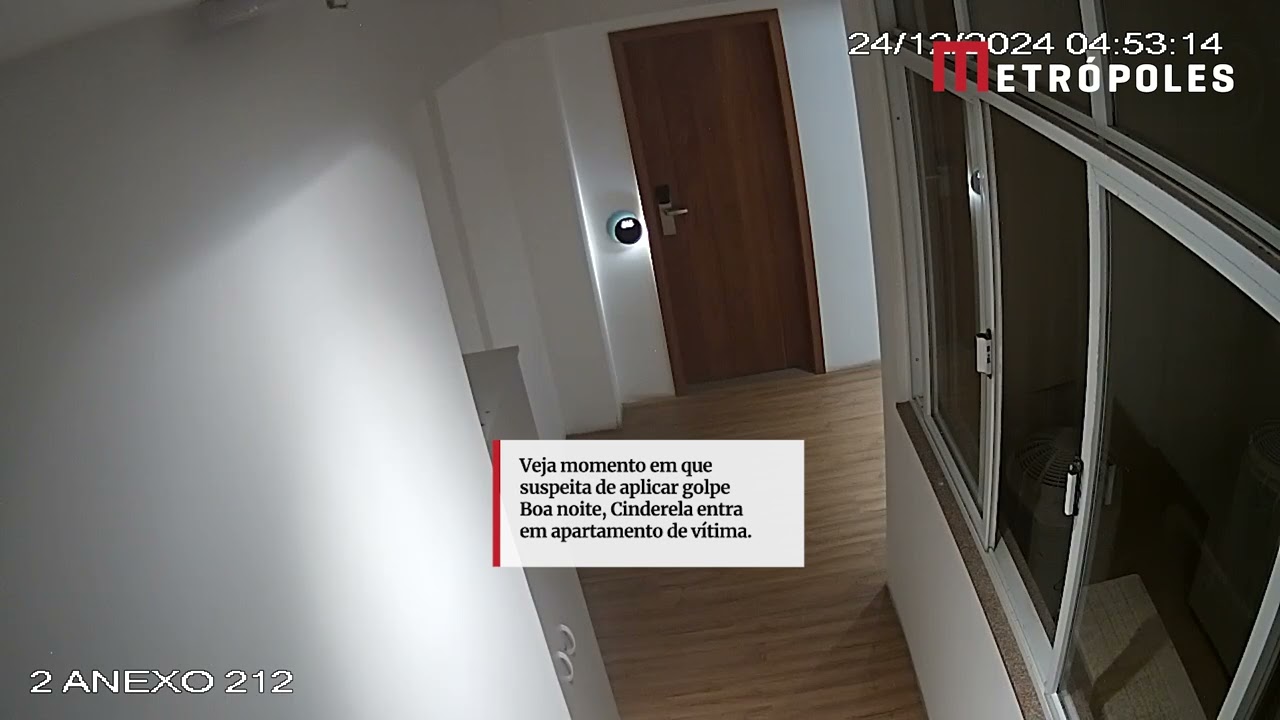 Veja momento em que suspeita de aplicar golpe Boa noite Cinderela entra em apartamento de vítima