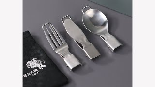 Pratinjau video produk KNIFEZER Set Alat Makan Sendok Garpu Pisau Lipat Portable Cutlery - AOTU