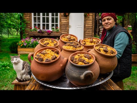 Beef Pilaf - Cooked in Clay Pots | Outdoor Cooking