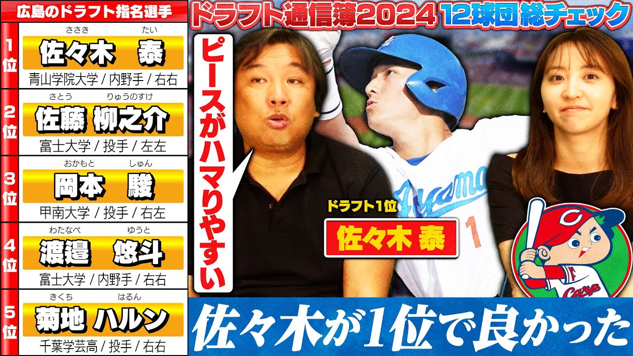 【スカウト評価12】チームバランスでは宗山塁より佐々木泰が良かった⁉︎2位で富士大佐藤を獲得‼︎FA行使した九里の穴を埋められるか…【広島編】