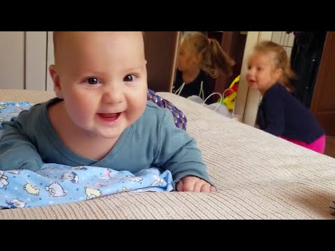Cute Baby Laughing and Plying with his older sister