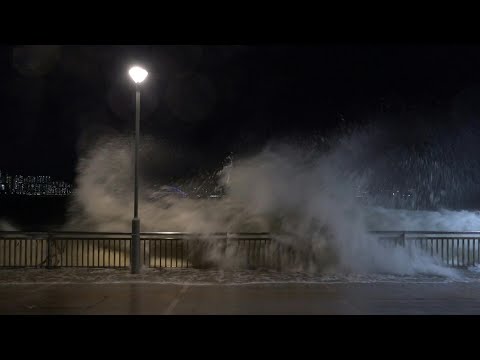 Large waves slam Hong Kong's harbour front as Super Typhoon Ragasa nears | AFP