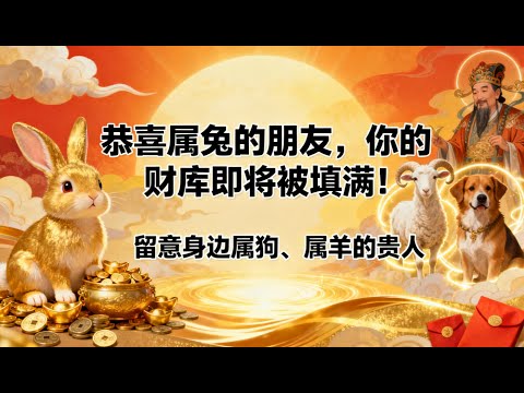 喜屬兔的朋友，你的“財庫”即將被塡滿！畱意身邊屬狗、屬羊的貴人