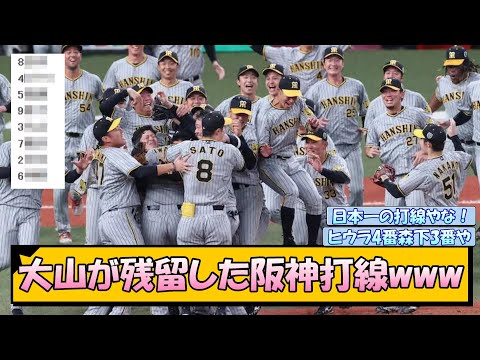 大山が残留した阪神打線www【なんJ/2ch/5ch/ネット 反応 まとめ/阪神タイガース/藤川球児】