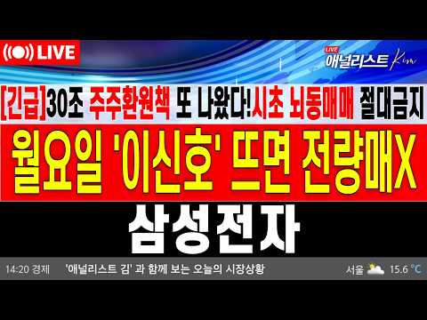 [삼성전자 주가 전망]*5분전긴급*🚨삼성전자 30조 주주환원책 또 터졌다! 월요일 시초가 흔들릴 때 절대 털리면 안 되는 이유 (실시간 대응전략)