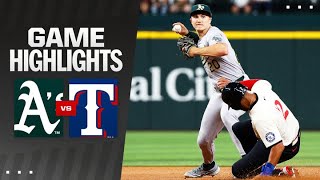 A's vs. Rangers Game Highlights (8/30/24) | MLB Highlights