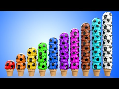 Upload mp3 to YouTube and audio cutter for Ice Cream Scoops Soccer Balls to Learn Colors and Numbers for Kids - 3D Toddler Learning Videos download from Youtube