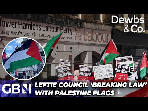 Leftie council 'BREAKING LAW' with Palestine flags draped over public property