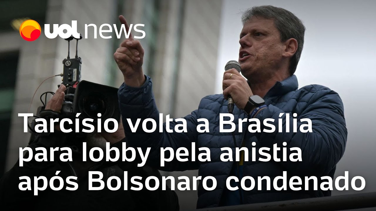 Tarcísio volta a Brasília para lobby pela anistia após Bolsonaro ser condenado em julgamento no STF