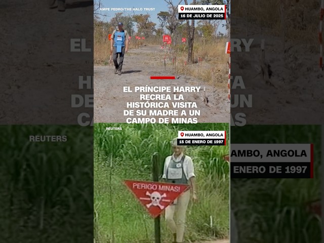 Mira cómo el príncipe Harry recrea la histórica caminata por las minas terrestres de su madre