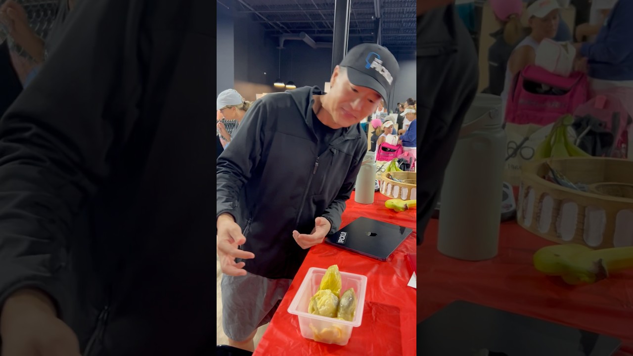 Funny Reaction, Eating Durian, “The King of Fruit” While Taking a Break During Pickleball Tourney