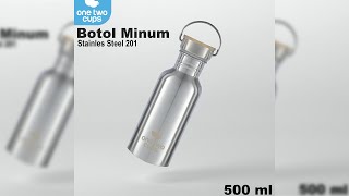 Pratinjau video produk One Two Cups Botol Minum Portable Stainless Steel 500ml - YM006