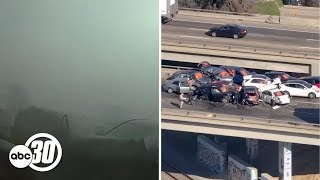 Dashcam footage captures moment of deadly Highway 99 pileup in Fresno