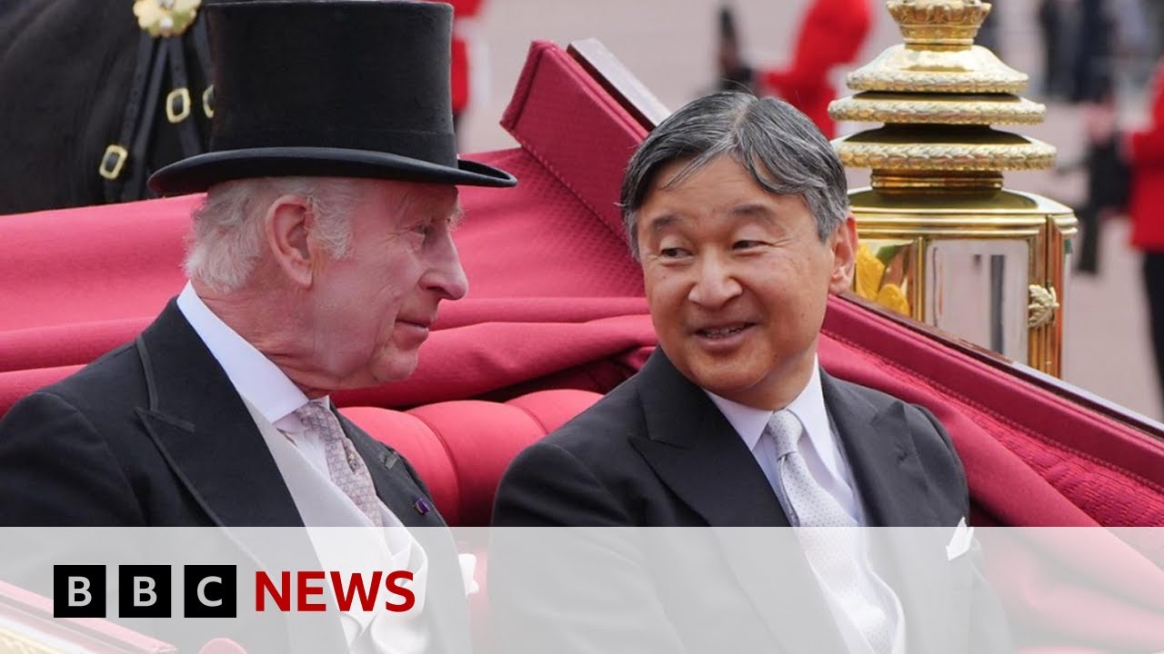 King Charles Queen Camillia and Prince William greet Japan's Emperor Naruhito | BBC News