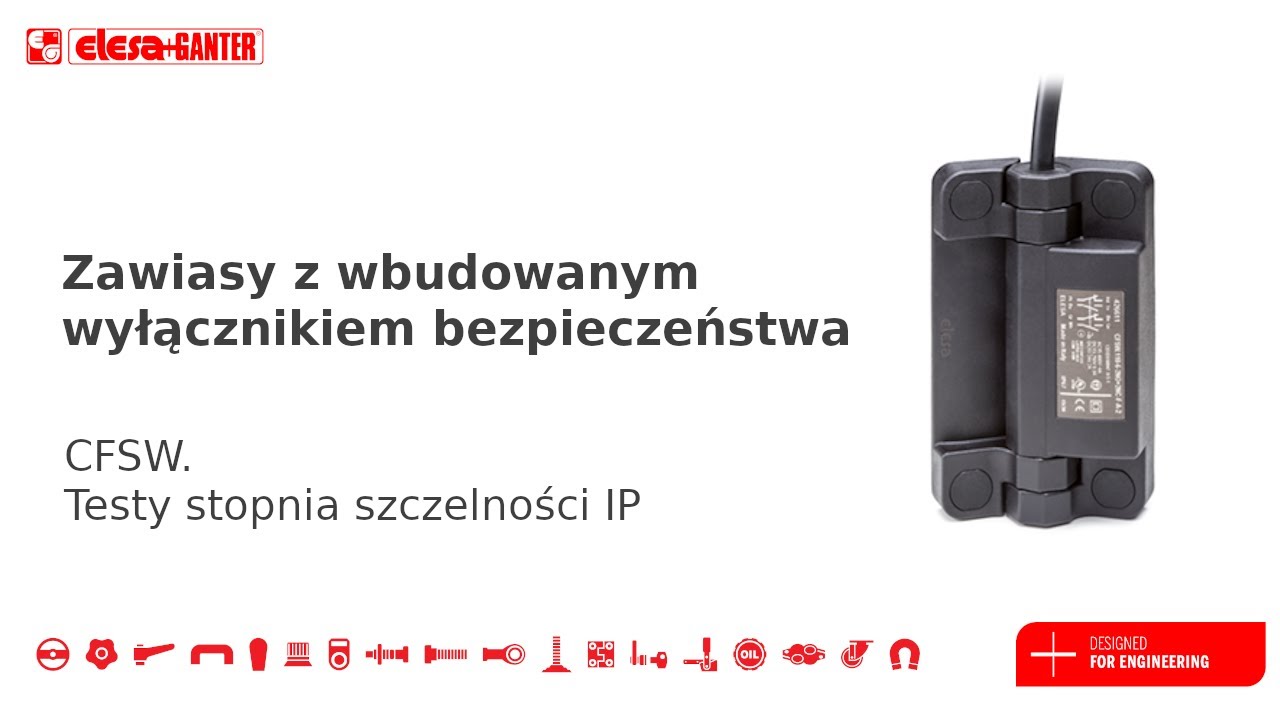Zawiasy z wbudowanym wyłącznikiem bezpieczeństwa - CFSW. (Testy stopnia szczelności IP) video