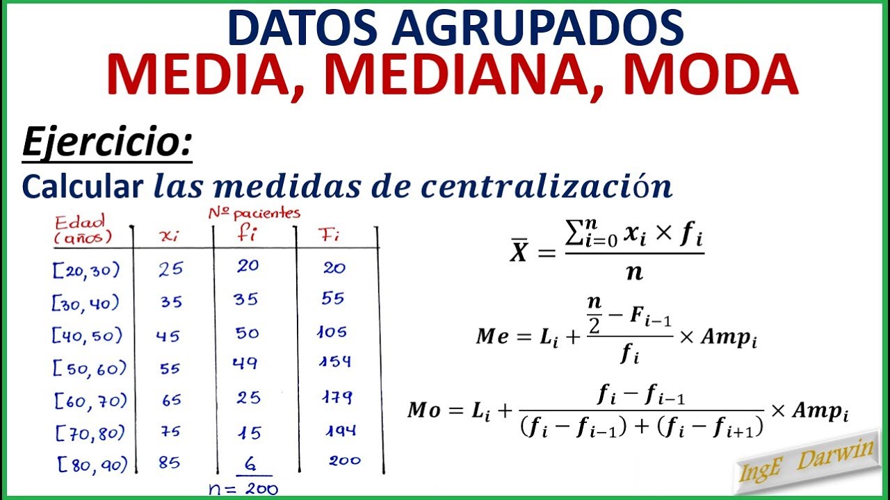 Como se calcula la media de una tabla de frecuencias