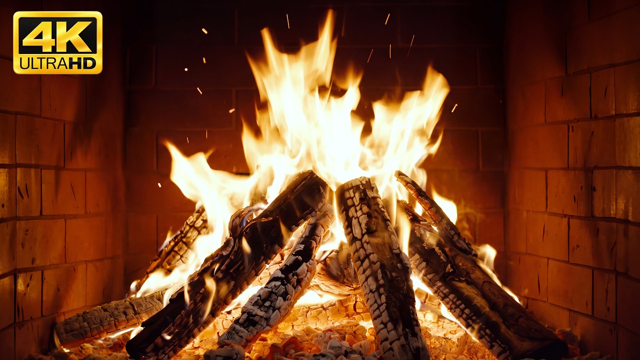 🔥 WOODLAND CABIN FIREPLACE with CALM CRACKLING FIRE AND COZY ROOM AMBIENCE for Winter Relaxation