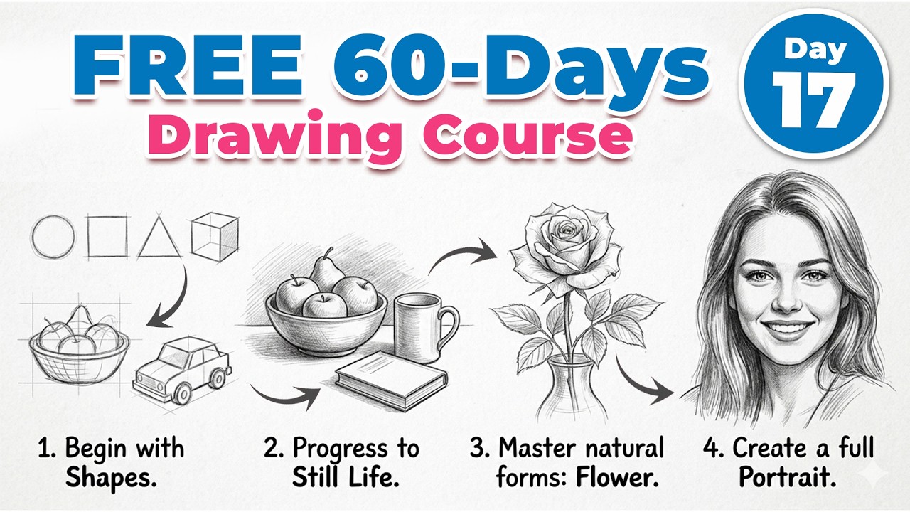 FREE 60-Day Drawing Course 🎨 - Day 17 | Pencil Shading Technique - Hatching Technique #3d #drawing