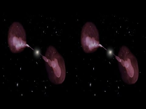 Active Galaxy Hercules A in 3D: Visible & Radio Comparison - Hubble Site